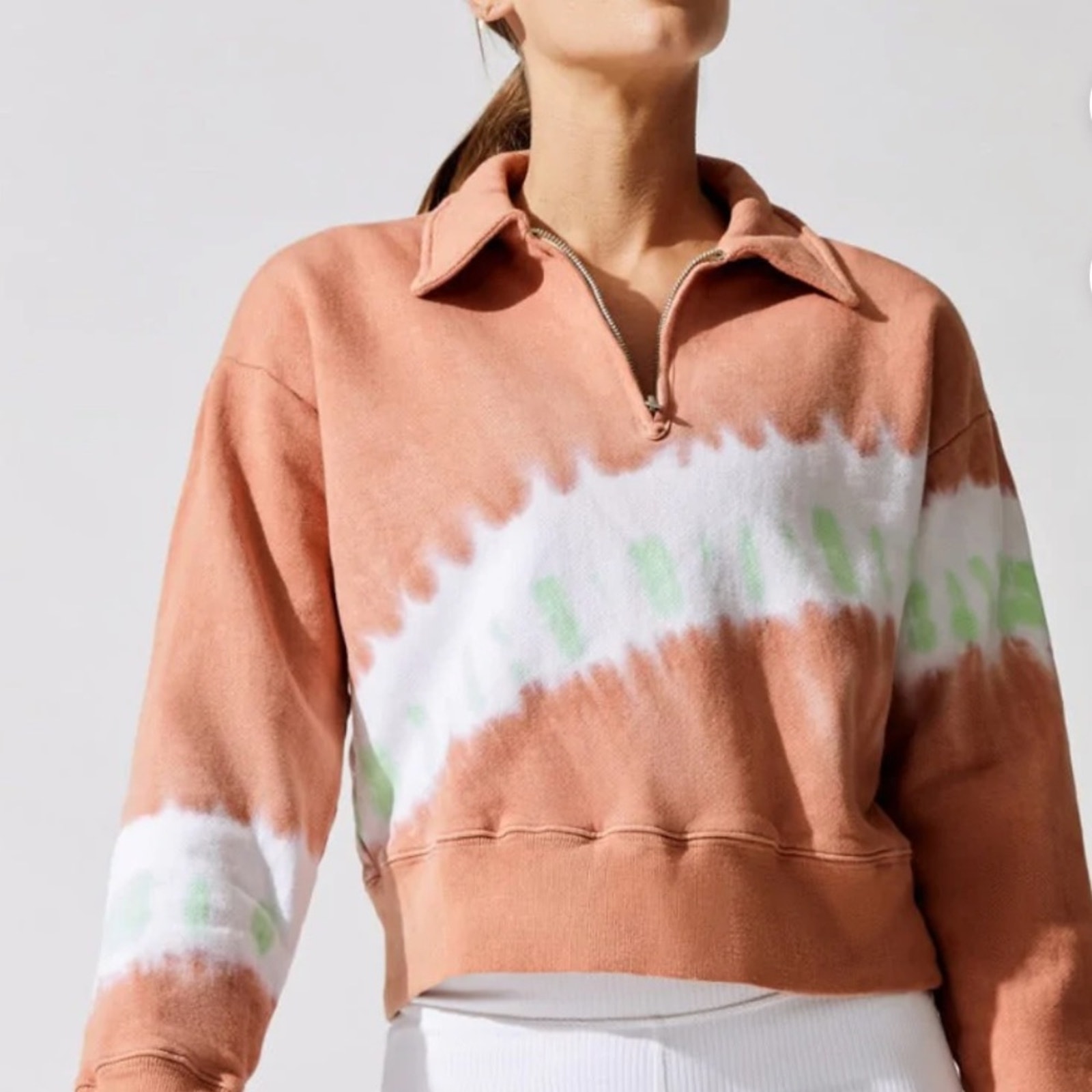 Nwot Re/Done X Hanes Clay Diagonal Dye 70’s Half Zip Sweatshirt